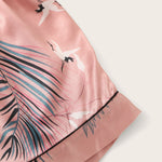Conjunto de pijama de cetim com estampa tropical - Elfmaeve