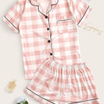 Conjunto de pijama com estampa xadrez - Elfmaeve