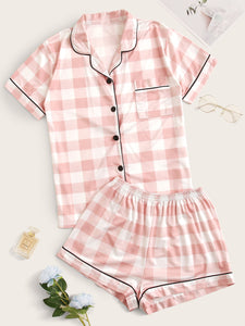 Conjunto de pijama com estampa xadrez - Elfmaeve