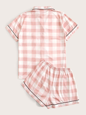 Conjunto de pijama com estampa xadrez - Elfmaeve