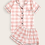 Conjunto de pijama com estampa xadrez - Elfmaeve