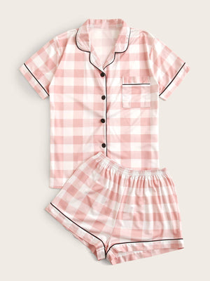 Conjunto de pijama com estampa xadrez - Elfmaeve