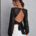 Blusa elegante feminina com costas abertas - Elfmaeve