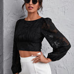 Blusa elegante feminina com costas abertas - Elfmaeve