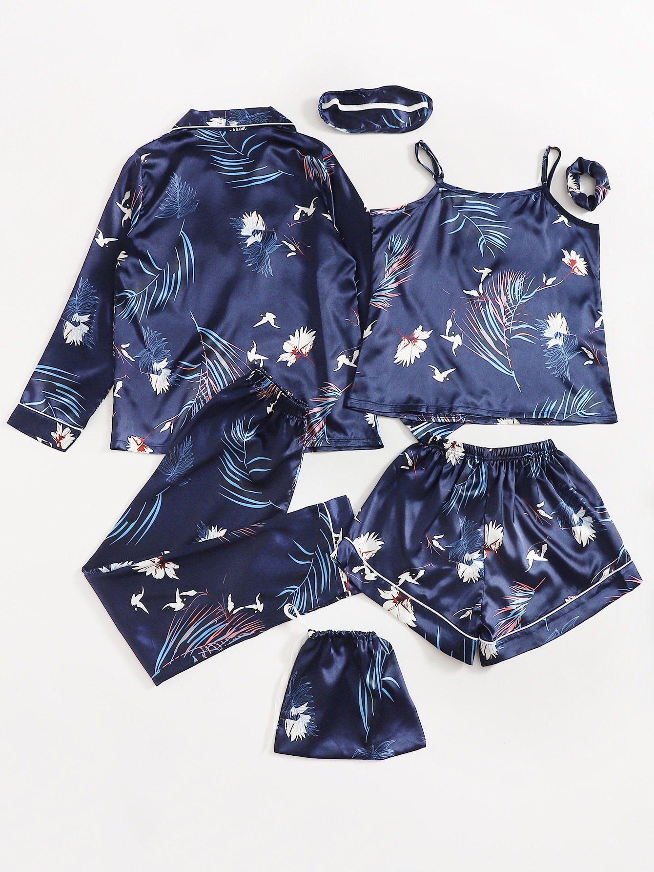 Conjunto de pijama de cetim- 7pcs - Elfmaeve