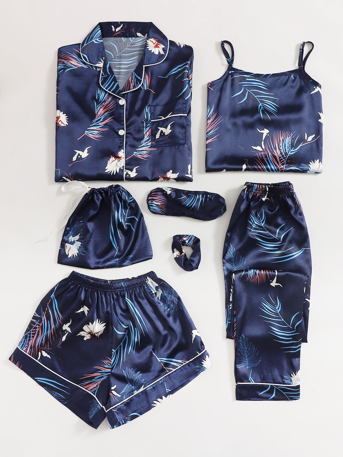 Conjunto de pijama de cetim- 7pcs - Elfmaeve