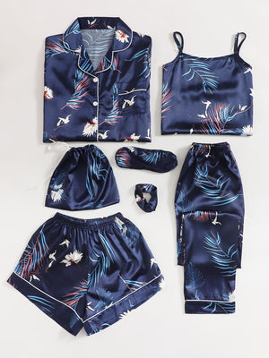 Conjunto de pijama de cetim- 7pcs - Elfmaeve