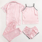 Conjunto de pijama de cetim listrado - 4 pcs - Elfmaeve