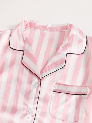 Conjunto de pijama de cetim listrado - 4 pcs - Elfmaeve