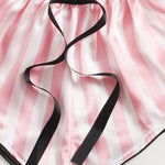 Conjunto de pijama de cetim listrado - 4 pcs - Elfmaeve