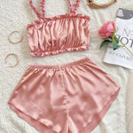 Conjunto de Pijama de Cetim com Babados Elfmaeve - Elfmaeve