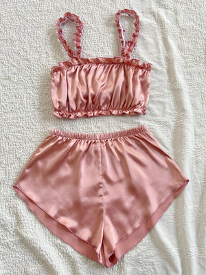 Conjunto de Pijama de Cetim com Babados Elfmaeve - Elfmaeve