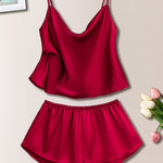 Conjunto de pijama de cetim rubi - Elfmaeve