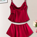 Conjunto de pijama de cetim rubi - Elfmaeve