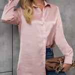 Camisa feminina elegante de cetim - Elfmaeve