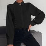 Camisa feminina com laço e manga longa - Elfmaeve