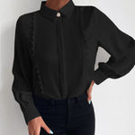 Camisa feminina com laço e manga longa - Elfmaeve
