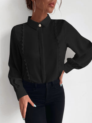Camisa feminina com laço e manga longa - Elfmaeve