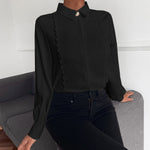 Camisa feminina com laço e manga longa - Elfmaeve
