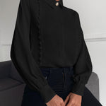 Camisa feminina com laço e manga longa - Elfmaeve