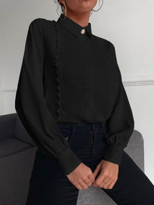 Camisa feminina com laço e manga longa - Elfmaeve
