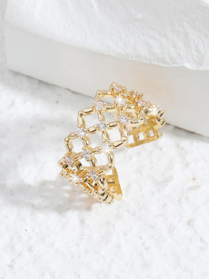 Anel banhado a ouro com pedras - Elfmaeve