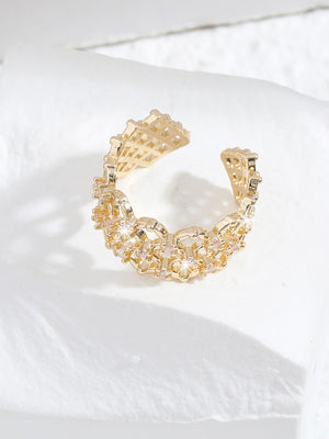 Anel banhado a ouro com pedras - Elfmaeve
