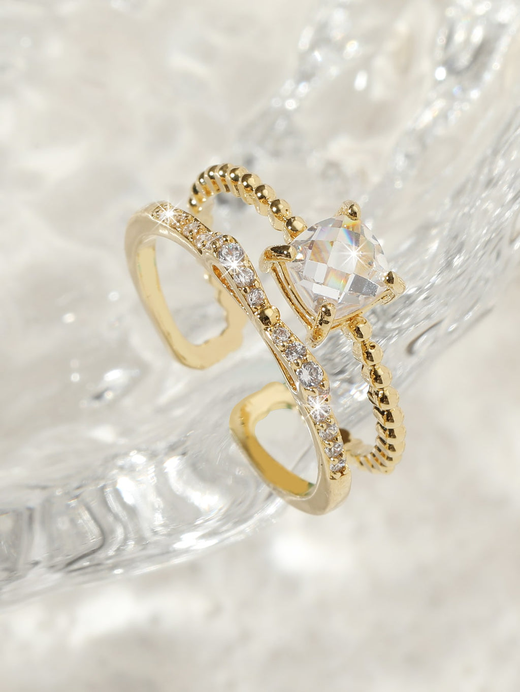 Anel banhado a ouro com pedras - Elfmaeve