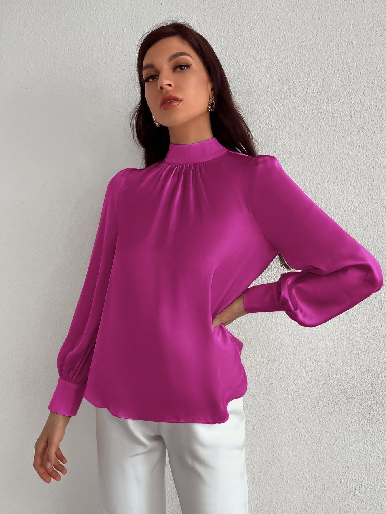 Camisa feminina elegante manga longa - Elfmaeve