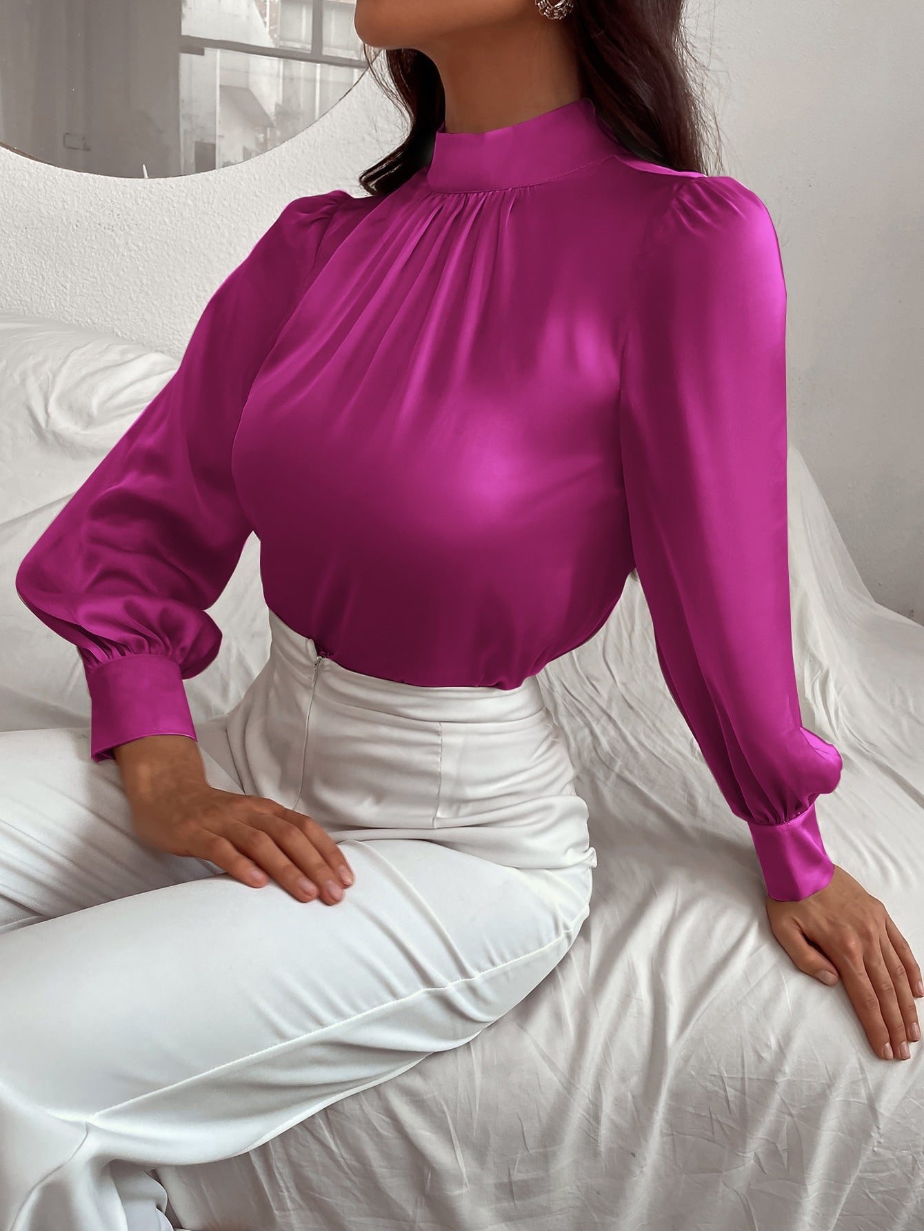 Camisa feminina elegante manga longa - Elfmaeve