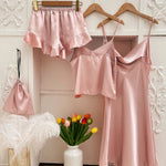 Conjunto de Pijama de Cetim com Amarração Frontal - Elfmaeve