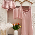Conjunto de Pijama de Cetim com Amarração Frontal - Elfmaeve