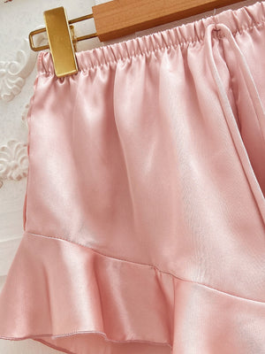 Conjunto de Pijama de Cetim com Amarração Frontal - Elfmaeve