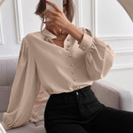 Camisa feminina elegante com botões - Elfmaeve