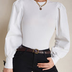 Blusa feminina elegante de manga longa - Elfmaeve