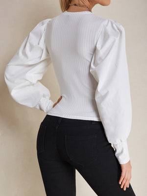 Blusa feminina elegante de manga longa - Elfmaeve