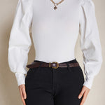 Blusa feminina elegante de manga longa - Elfmaeve