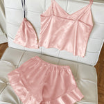 Conjunto de pijama de Cetim com babado - Elfmaeve
