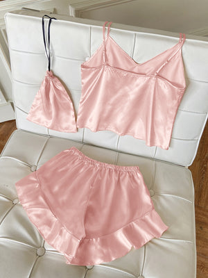 Conjunto de pijama de Cetim com babado - Elfmaeve