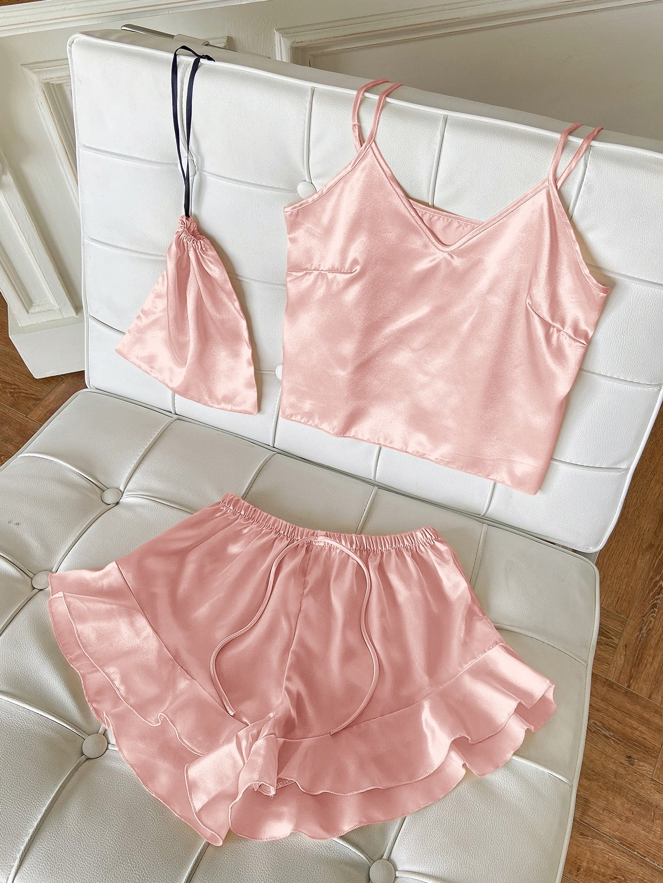 Conjunto de pijama de Cetim com babado - Elfmaeve