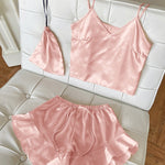 Conjunto de pijama de Cetim com babado - Elfmaeve