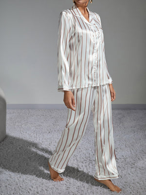 Conjunto de pijama listrado de cetim - Elfmaeve