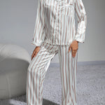 Conjunto de pijama listrado de cetim - Elfmaeve