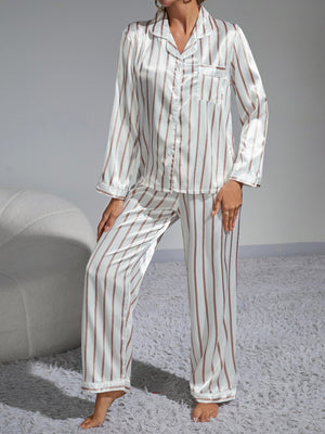 Conjunto de pijama listrado de cetim - Elfmaeve