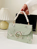 Bolsa feminina de corrente com pérolas e bordado floral - Elfmaeve
