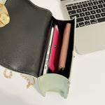 Bolsa feminina de corrente com pérolas e bordado floral - Elfmaeve