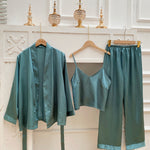 Conjunto de pijama com cinto cetim - 3pcs - Elfmaeve