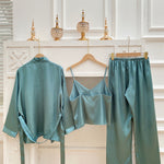 Conjunto de pijama com cinto cetim - 3pcs - Elfmaeve