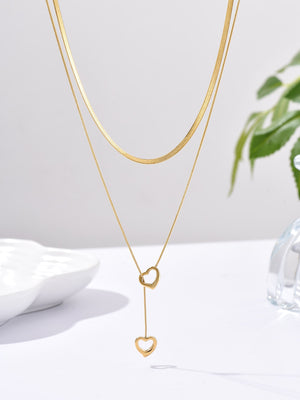 Colar em camadas com decoração de coração - Elfmaeve