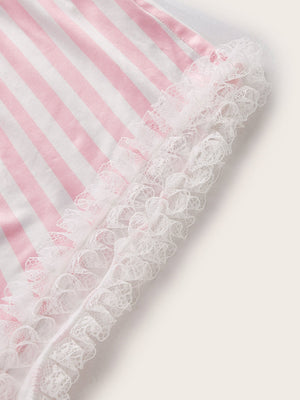 Shorts listrado com renda - Elfmaeve